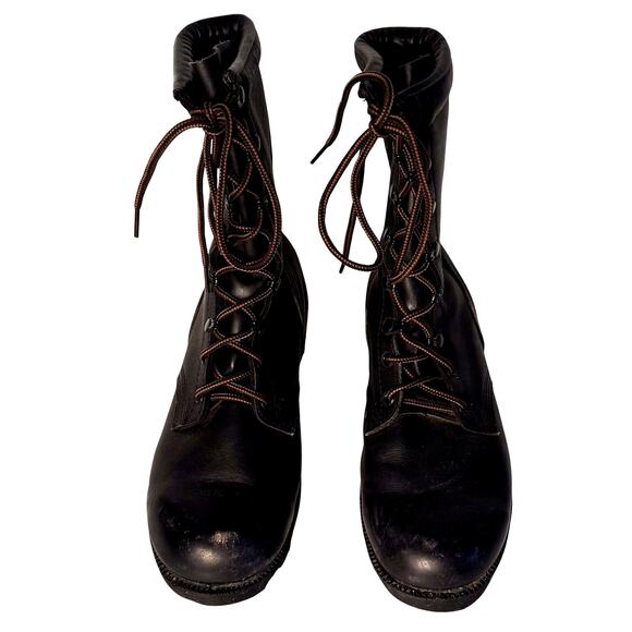 VTG 90s Ro Search Military Combat Boots Mens 8.5 W Black Leather Steel Toe - Picture 2 of 8